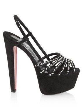 Christian Louboutin VEGASTRASSIMA ALTA Crystal Platform Heels Sandal Shoes